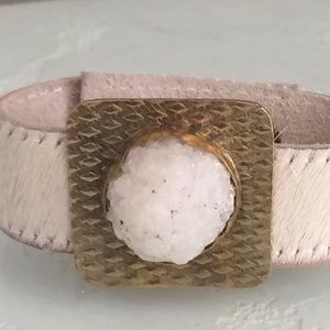 Artisan Handcrafted Brass White Druzzy Bracelet